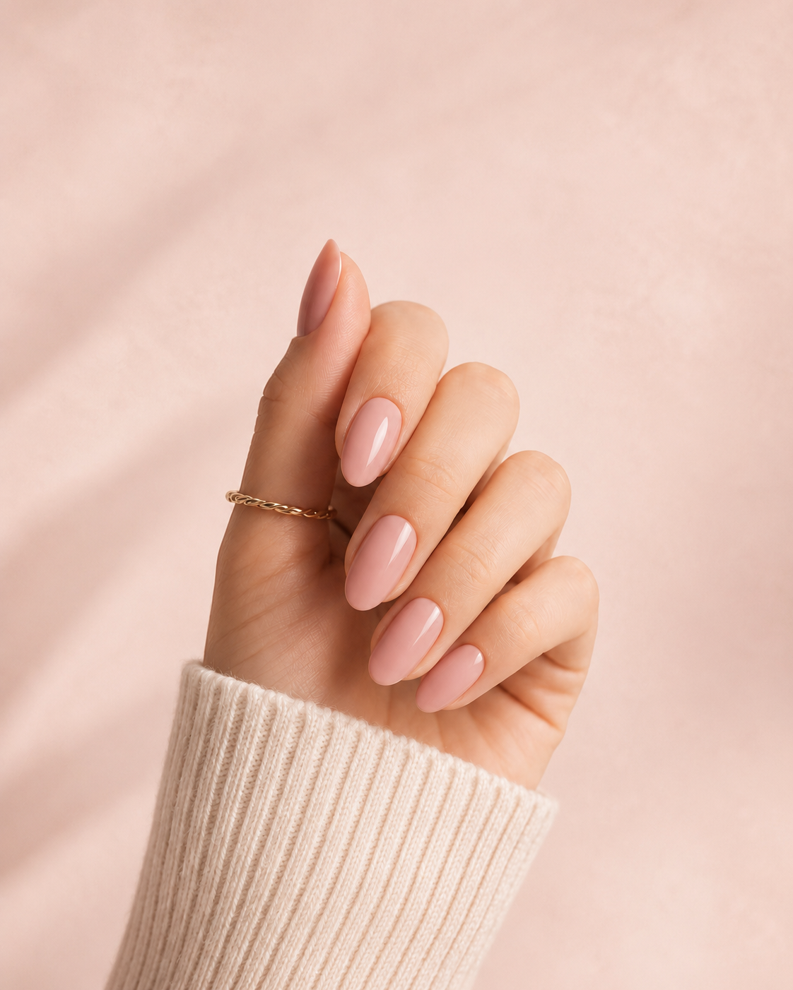 Mano con uñas press-on nude